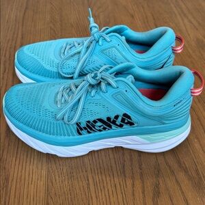 Hoka One One Bondi 7 Women's Shoes Size 7 in Aquarelle/Eggshell Blue